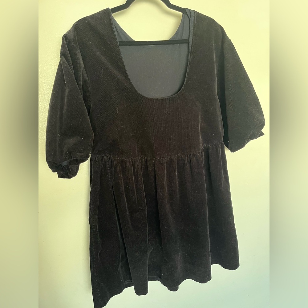 Everlane Corduroy Puffed Sleeve Babydoll Dress - Picture 3 of 5